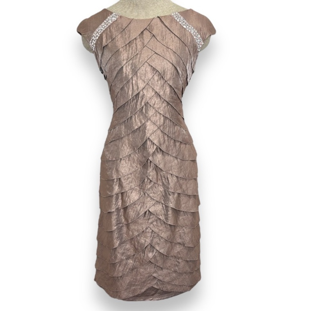 London Times Dress Women's Size 10 Midi Shutter Pleats Formal Wedding Cruise - Picture 1 of 16